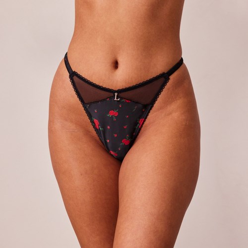 Lounge Underwear Rose String Zwart | XR6347891