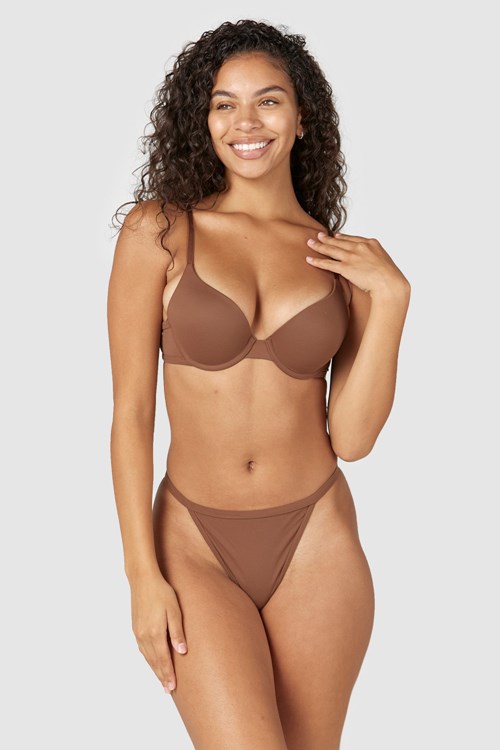 Lounge Underwear Sculpt Push-up T-shirt Bra & G-string/Briefs Set Chestnut | RM0147239