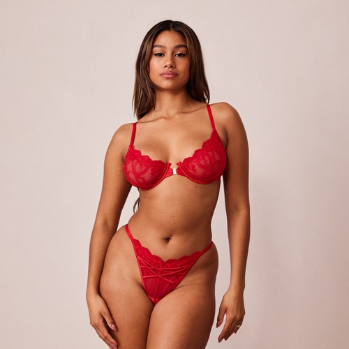 Lounge Underwear Seduce Front Bevestiging Balcony Bra & String/Briefs Set Bordeaux | EC5972083