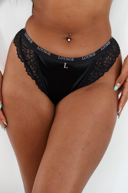 Lounge Underwear Silk String Zwart | FI2034671