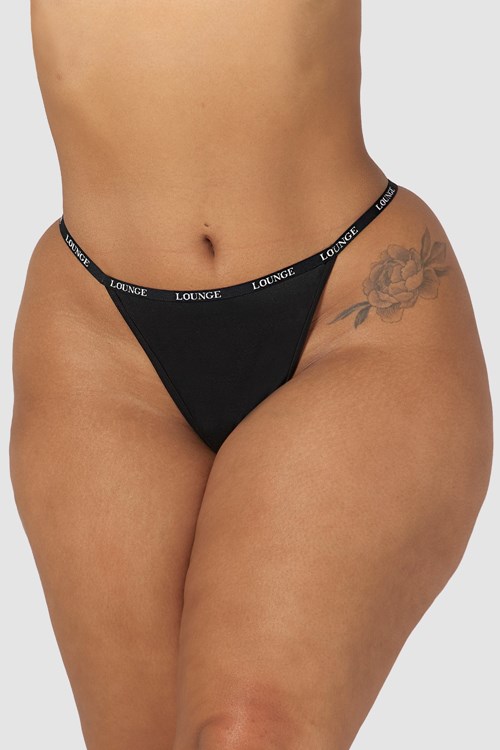 Lounge Underwear Smooth String Zwart | KG1960538