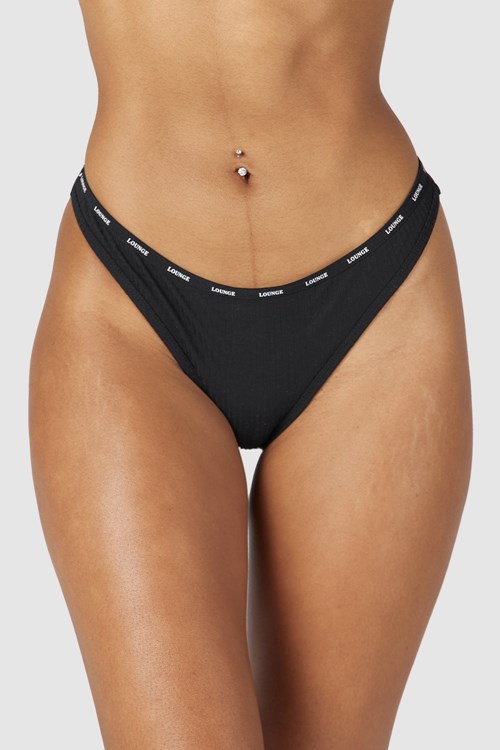 Lounge Underwear So Soft Geribbeld String Zwart | IG5867014