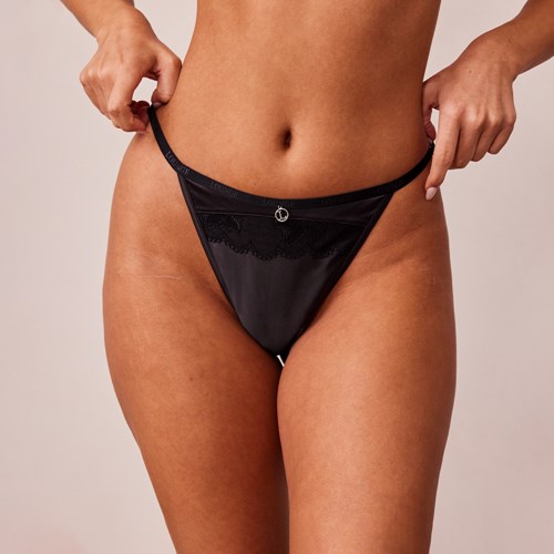 Lounge Underwear Soft Satin String Zwart | OK5368291