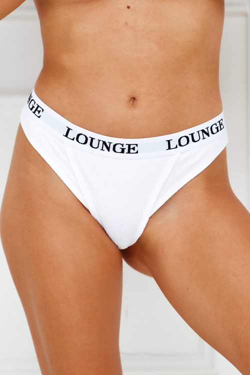 Lounge Underwear Ultra Comfort Geribbeld String Wit | JA8452096